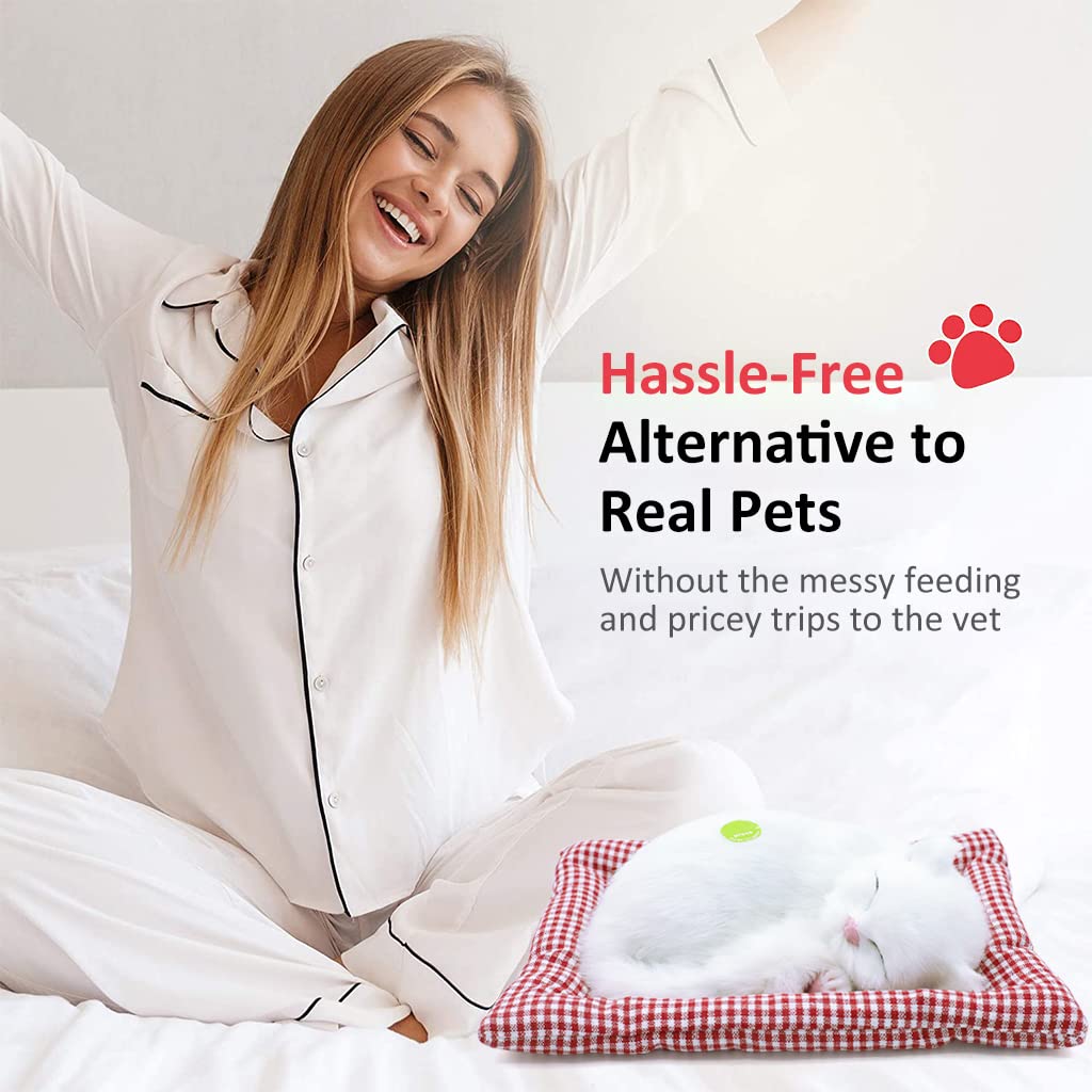 PATPAT Sleeping Cat Toy, Car Soft Toys, Stuffed Toys Cute Simulation Doll Collection Stuffed Puppy Animals Toy with Mat, Kid Toy for Vehicle, White (25*20cm PATPAT Sleeping Cat Toy, Car Soft Toys, Stuffed Toys Cute Simulation Doll Collection Stuffed Puppy Animals Toy with Mat, Kid Toy for Vehicle, White (25*20cm